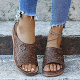 Women's Shoes 2025 Summer Flower Fish Mouth Sandals Hollow Slope And Cool Slippers Women's