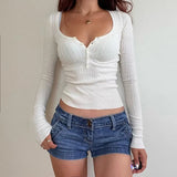 Trend Basic Pit Strip Buckle Solid Color Woolen Bottomed Sweater 2023 Autumn New Spicy Girl V-Neck Slim