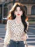 Light Luxury High-End Feel Blouse This Year's Popular White Chiffon Bow Shirt Women's Spring 2025