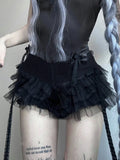 Desire Dark Gothic Wind Wood Ear Lace Splicing Sexy Hottie Low-Rise Slimming Cake Thin Shorts Hot