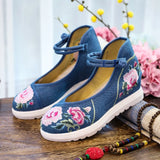 Zingj Increase High Slope Heel Embroidered Cloth Shoes Women Casual Cloth Shoes Single Shoes High
