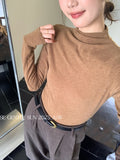 Xixi 2025 Autumn New White Standard Long-Sleeved High-Neck Knitted Top Sweater Female