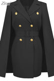 Blazer Dress High Street Club Party Dresses Double Breasted Cloak Dress with Belt Fashion notched Dresses Women 2023