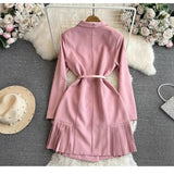 Professional French High-Level Famous Temperament Suit To Accept The Waist Thin Double Buckle A-Character Coat Dress