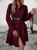 Autumn And Winter New Trend Pure Color Collar Single Row Buckle Long-Sleeved Women's Fashion Long