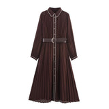 New Fashion Simple Belt Folding Long-Sleeved Fan Flute