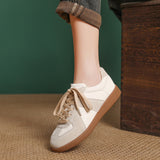 Layer Cowhide Low Helper Shoes Women 2025 Spring New Leisure Training Shoes Fashion Round Head Small White