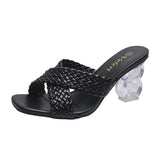 And High-Heery Slippers Women Font Cross-Woven With Women Cool Drag Women