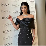Black Fashion Bow Trim With Smeared Shoulder Slender Diamond