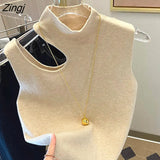 Vests Women Tender Sexy Solid Feminine Popular Korean Style New Arrival Inside Slim Knitwear Casual Hot Sale Autumn