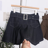 Shooting Hottie Retro Bright Line Dress Women Walk Light 100-Fold Skirt High-Rise Thin A Short Skirt