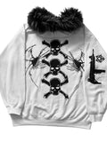 Zipper Hoodie Men's Skull Print Spring And Autumn Plush Hat Design Zipper Open Shirt Coat