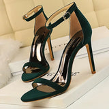 Shoes Summer Women Sandals Satin Hollow High Heels Stiletto Fashion Sandles Women Heels Ladies Shoes Women's