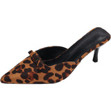2025 New Tip-Tip Fine Heel High-Heeled Temperament French Fashion Fairy Bow Half-Dragging Women's