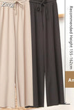 Loose Summer Pants for Women Wide Leg Female Trousers Long Elastic Casual Lace Up Beige High Waisted Khaki Stacked