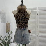 Lace Splicing Irregular Lotus Leaf Edge Ribbon Sling Vest Round Neck Sexy Sleeveless Top