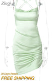 Sexy Backless Spaghetti Strap Women's Mini Dresses Ruched Club Party Fashion Elegant Sleeveless Slim Dress