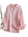 New Women's Spring And Summer Comfortable Cotton Long Sleeve Sunscreen Shirt Thin Loose Air-Conditioning Shirt Casual Shirt