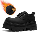 Zingj Platform Derby Shoes Male Advanced Black Leather Shoes British Commuter Business Shoes
