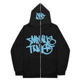 New High Street Hip-Hop National Tide Printing Zipper Clothing Fashion Fashion Couple