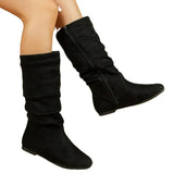 Leopard-Print Flat-Bottomed High School Boots Women Retro Round-Headed Velvet Fashion Boots