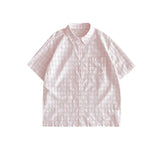 Zingj Loose Green Plaid Short-Sleeved Shirt Female Summer Design Sense Small Minority Lapel Shirt Thin Coat