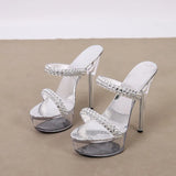 Tiangao Bar Model Walking Show Women's Transparent Crystal High-Heeled Sandals Party Women's High
