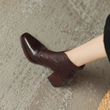 Version Of Coarse And 2025 New Square Head V-Heading Thin Fashion Shoes Women After Zipper High Heel Zipper Autumn Winter