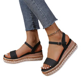 Summer New Pine Cake Dew Sandals With High Heel Lady Fashion Thick Bottom Slope Heel Women's