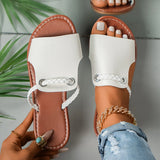 2025 Summer New Slippers Women Solid Color Weaving Simple Daily Beach