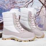 Snow Boots Women With Velvet Thick Cotton Shoes 2025 Winter New Zipper Thick-Bottomed Warm Cotton