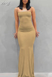 Summer Simple Satin Slip Maxi Dress Women Sleeveless Backless Slim Party Y2K Concise Camisole Dress Female