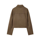 New Women's Casual Simple Anti-Velvet Effect Short Long-Sleeved Jacket