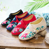 Zingj Glory Morning Glory Embroidery Flowers Round Head Spring Autumn Women's Shoes Single Shoes Canvas Embroidered Cloth