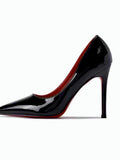 Summer New Large Fashion Single Shoe Tip Light High-Heeled Shoes Patent Leather Thin Heel Women's