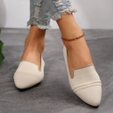 Summer New Pointed Single Shoes Women Low Help Fabric Shallow One-Legged Flat Heel Low-Heel Large Women's