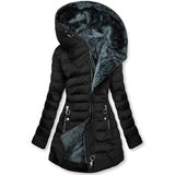 Wool Collar Zipper Long Sleeves To Keep Warm Hooded Coat Coat Cotton Women