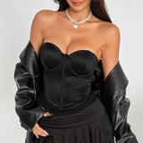 New Babes Splicing Lace Boobs Design Feel Fish Bone Steel Ring Waist Small Vest Tops