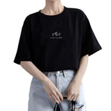 Zingj Sleeve Korean Round Collar T-Shirt Female 2024 Summer Loose Plant Print Casual Solid Color Student Half Sleeve Top