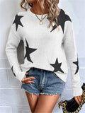And Winter Loose Round Collar Star Pattern Knitted Long-Sleeved