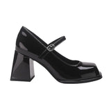 Heels Women Black College Style Small Leather Shoes Thick Heel With Square Thick Soles Of French Mary Treasure