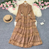 Zingj New French Fashion Gentle And Dignified Retro Palace Yanfeng Long Sleeve Stitching Lace Lace Dress Long