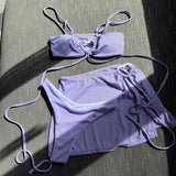 Add Color 2022 New Pit Bar Solid Three-Piece Set Swimsuit