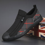 Autumn New Board Shoes Breathable Korean Version Of The Trendy Shoes Zipper Casual Shoes Low-Top Sports Lattice Men's