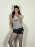 Spring And Summer New Hot Sale Straps A Variety Of Folding Wear And Tight Fashion T-Shirt