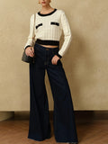 And Winter Women's Elegant Knitted Shirt Round-Neck Temperament Small Fragrant Gentle Knitted Sweater Fashion