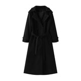 Autumn New Female Retro Leisure Double Buckle With Belt Long Hair
