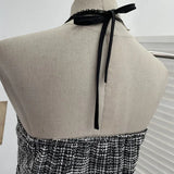 Fragrant Wind Coarse Flowers Hanging Neck Sling Vest With Chest Cushions Waist Skirts With Sleeveless Top