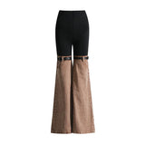 Zingj Jeans 2024 Summer New High Waist Color Splicing Show Thin Pants Personality Versatile Wide Leg Pants