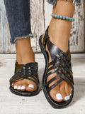 Flat Bottom Buckle-Dew Sandals Women Retro Style Cross With Light Beach Cool